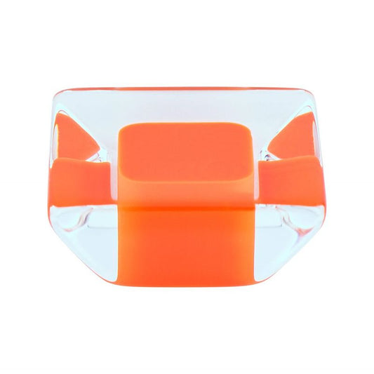 1.31" Wide Contemporary Square Knob in Transparent Orange from Core Collection