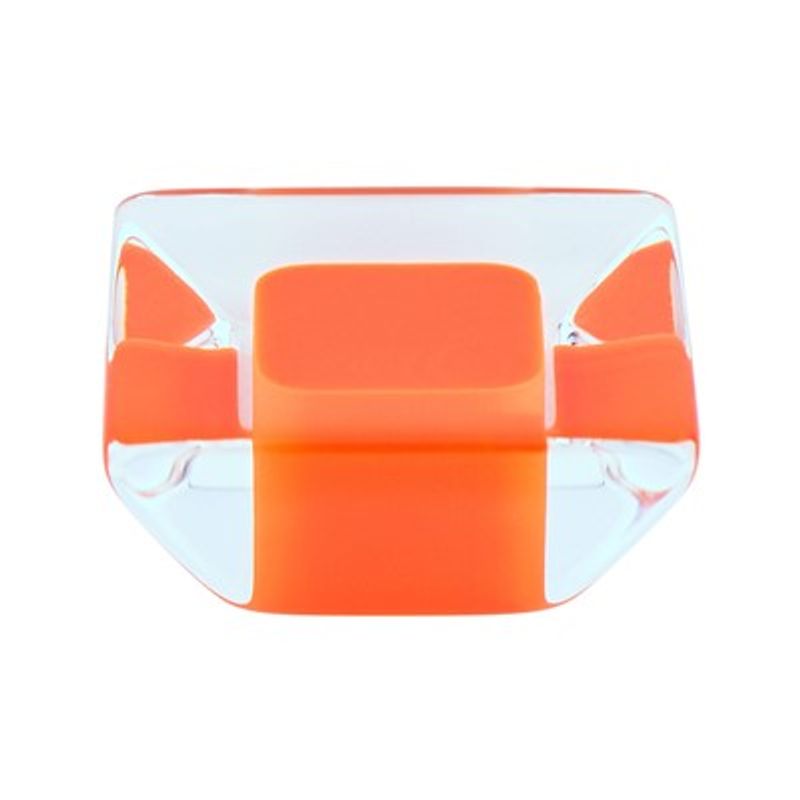 1.31' Wide Contemporary Square Knob in Transparent Orange from Core Collection