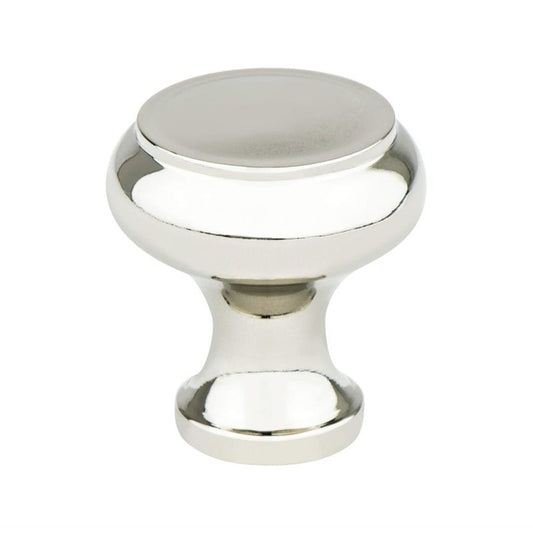 1.3" Wide Transitional Modern Round Knob in Polished Nickel from Designers' Group Collection