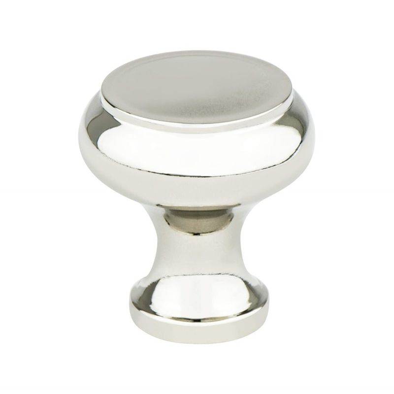 1.3' Wide Transitional Modern Round Knob in Polished Nickel from Designers' Group Collection