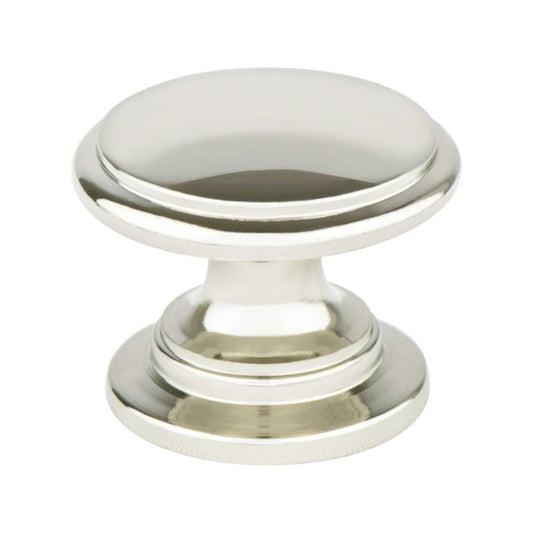 1.19" Wide Transitional Modern Round Knob in Polished Nickel from Designers' Group Collection