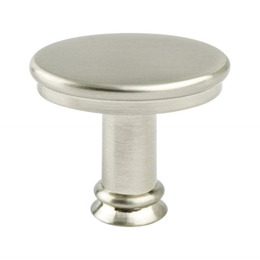 1" Wide Transitional Modern Classic Oval Knob in Brushed Nickel from Dierdra Collection