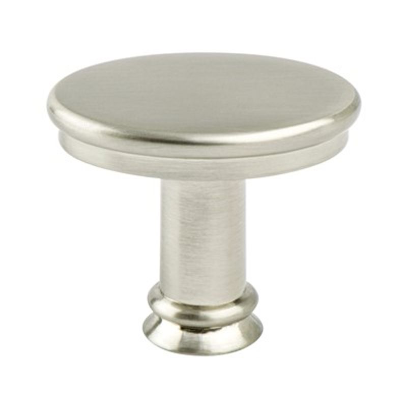 1' Wide Transitional Modern Classic Oval Knob in Brushed Nickel from Dierdra Collection