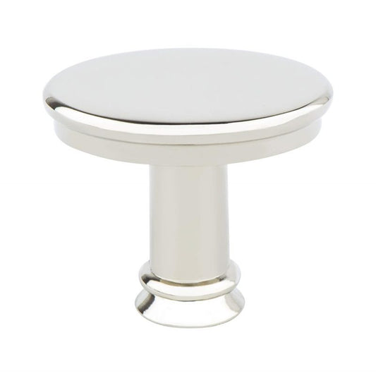 1" Wide Transitional Modern Classic Oval Knob in Polished Nickel from Dierdra Collection