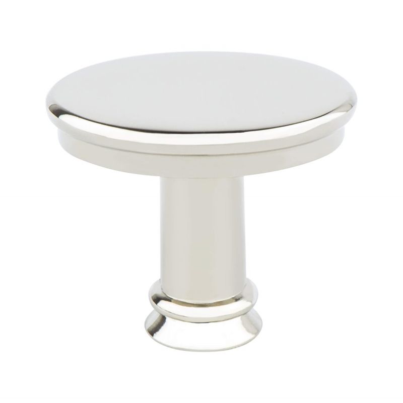 1' Wide Transitional Modern Classic Oval Knob in Polished Nickel from Dierdra Collection