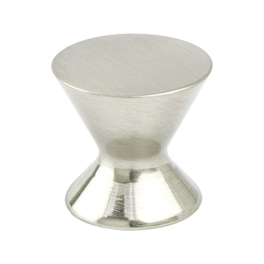 1.19" Wide Transitional Modern Round Knob in Brushed Nickel from Domestic Collection