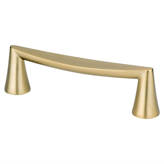 4.5" Transitional Modern Curved Bar Pull in Modern Brushed Gold from Domestic Collection