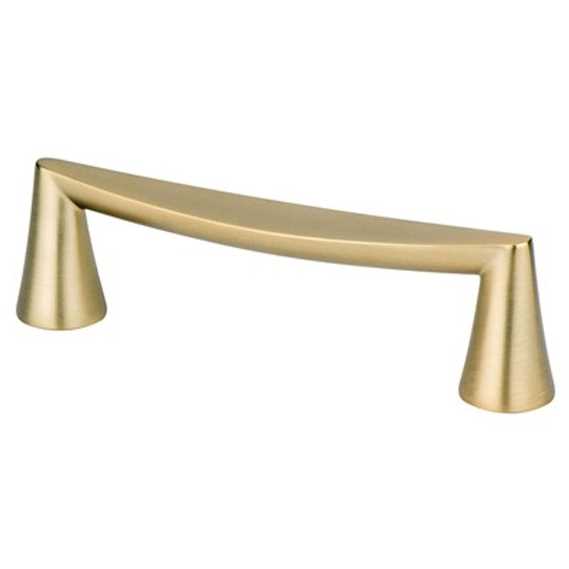 4.5' Transitional Modern Curved Bar Pull in Modern Brushed Gold from Domestic Collection