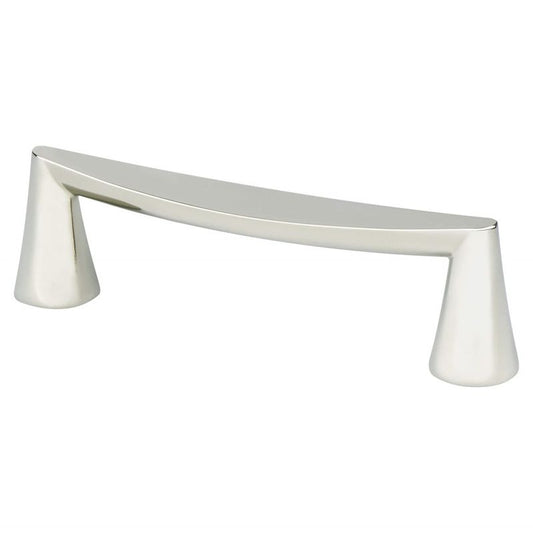 4.5" Transitional Modern Curved Bar Pull in Polished Nickel from Domestic Collection