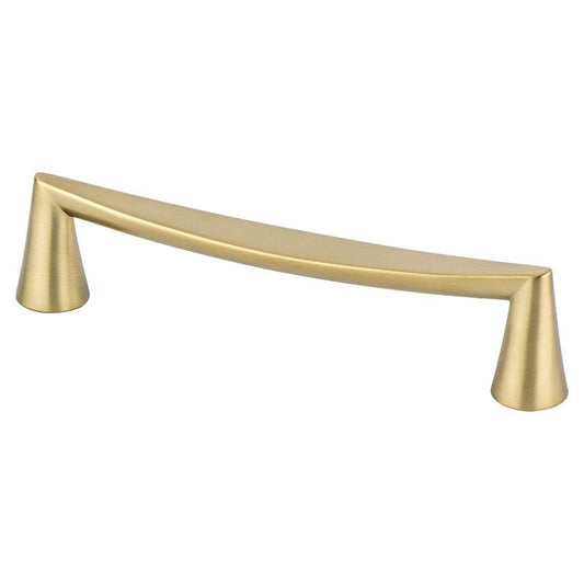5.75" Transitional Modern Curved Bar Pull in Modern Brushed Gold from Domestic Collection