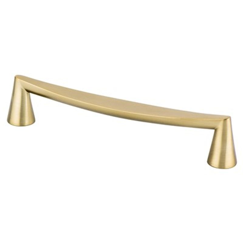 7.13' Transitional Modern Curved Bar Pull in Modern Brushed Gold from Domestic Collection