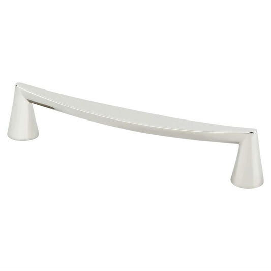 7.13" Transitional Modern Curved Bar Pull in Polished Nickel from Domestic Collection