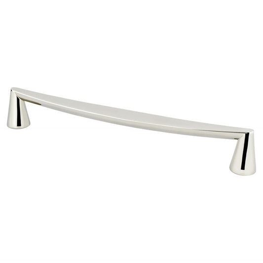 9.75" Transitional Modern Curved Pull in Polished Nickel from Domestic Collection