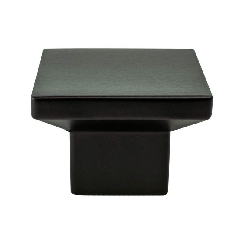 1.56' Wide Contemporary Square Knob in Matte Black from Elevate Collection