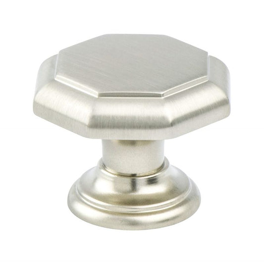 1.38" Wide Traditional Octagonal Knob in Brushed Nickel from Euro Classica Collection