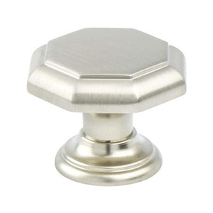 1.38' Wide Traditional Octagonal Knob in Brushed Nickel from Euro Classica Collection