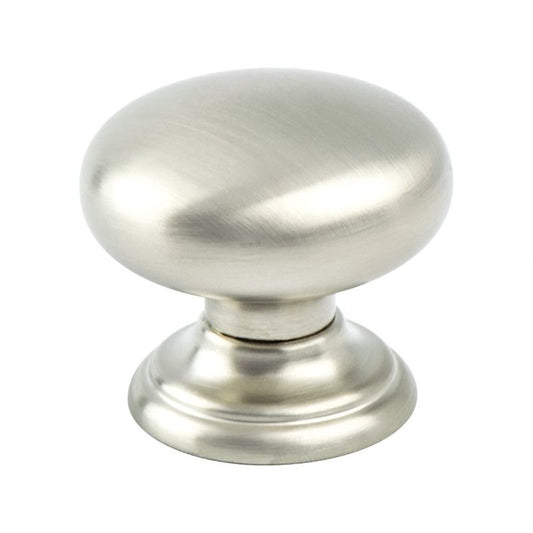 1.38" Wide Traditional Round Knob in Brushed Nickel from Euro Classica Collection