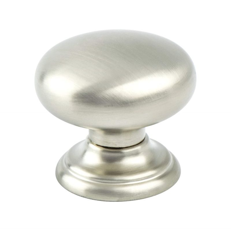 1.38' Wide Traditional Round Knob in Brushed Nickel from Euro Classica Collection