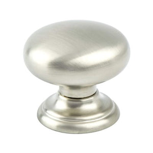 1.38' Wide Traditional Round Knob in Brushed Nickel from Euro Classica Collection