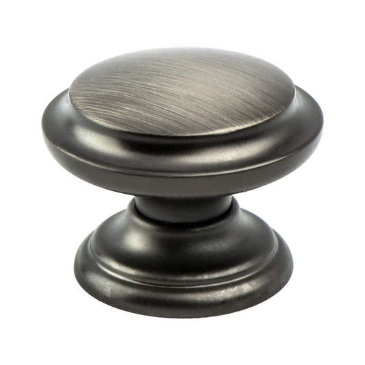 1.38" Wide Traditional Round Knob in Brushed Tin from Euro Classica Collection