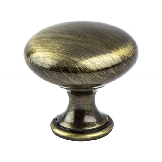 1.19" Wide Transitional Modern Round Knob in Brushed Antique Brass from Europe Moderno Collection