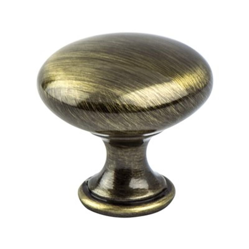 1.19' Wide Transitional Modern Round Knob in Brushed Antique Brass from Europe Moderno Collection