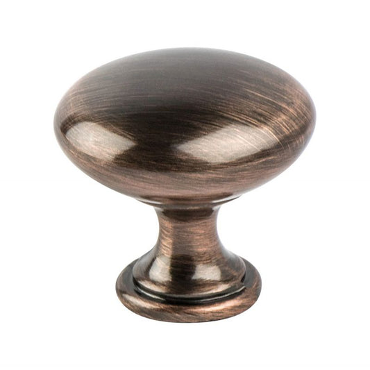 1.19" Wide Transitional Modern Round Knob in Brushed Antique Copper from Europe Moderno Collection