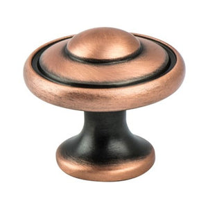 1.19' Wide Traditional Round Knob in Brushed Antique Copper from Euro Traditions Collection