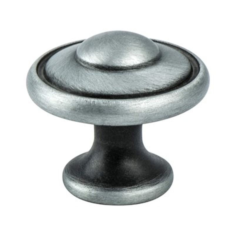 1.19' Wide Traditional Round Knob in Brushed Antique Pewter from Euro Traditions Collection