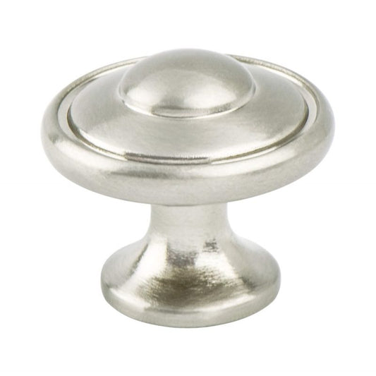 1.19" Wide Traditional Round Knob in Brushed Nickel from Euro Traditions Collection