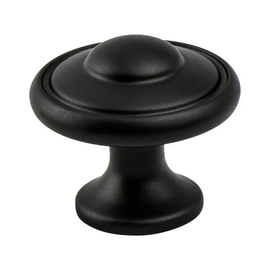 1.19" Wide Traditional Round Knob in Matte Black from Euro Traditions Collection