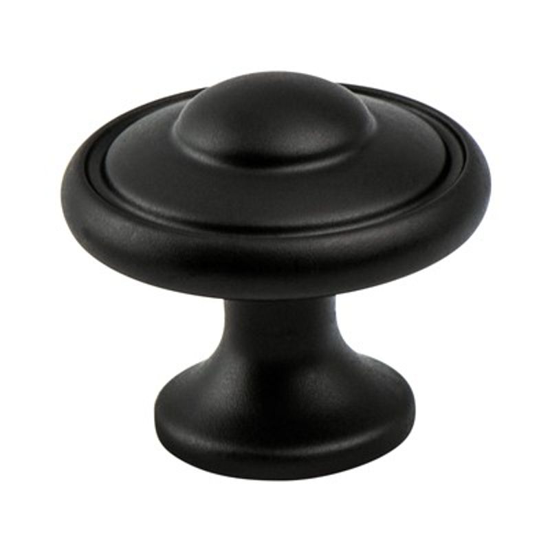 1.19' Wide Traditional Round Knob in Matte Black from Euro Traditions Collection