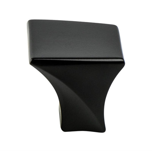 1.13" Wide Contemporary Square Knob in Black from Fluidic Collection