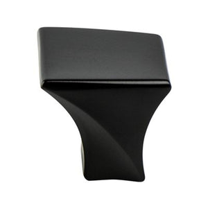 1.13' Wide Contemporary Square Knob in Black from Fluidic Collection