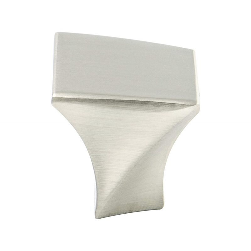 1.13' Wide Contemporary Square Knob in Brushed Nickel from Fluidic Collection
