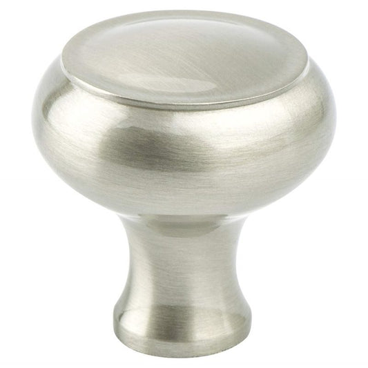 1.69" Wide Transitional Modern Round Knob in Brushed Nickel from Forte Collection
