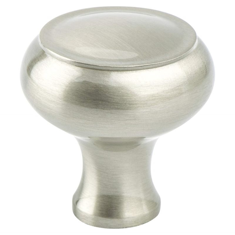 1.69' Wide Transitional Modern Round Knob in Brushed Nickel from Forte Collection