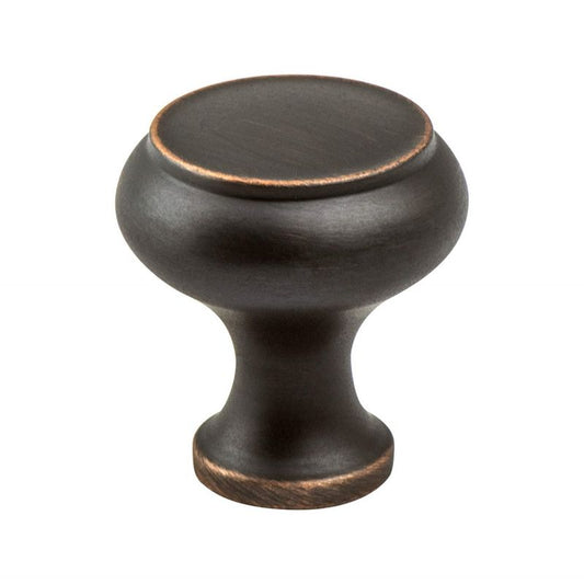 1.25" Wide Transitional Modern Round Knob in Verona Bronze from Forte Collection