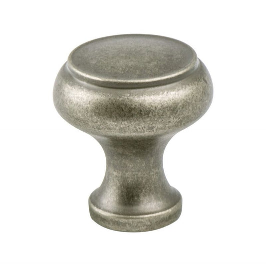 1.25" Wide Transitional Modern Round Knob in Weathered Nickel from Forte Collection