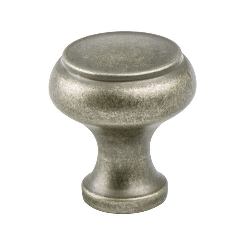 1.25' Wide Transitional Modern Round Knob in Weathered Nickel from Forte Collection