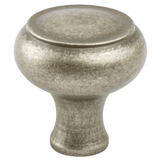 1.69" Wide Transitional Modern Round Knob in Weathered Nickel from Forte Collection