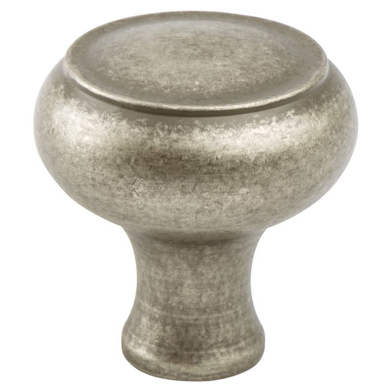 1.69' Wide Transitional Modern Round Knob in Weathered Nickel from Forte Collection