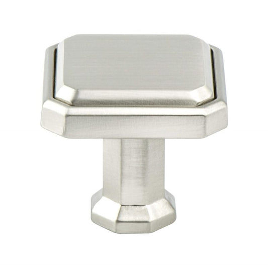 1.19" Wide Traditional Square Knob in Brushed Nickel from Harmony Collection