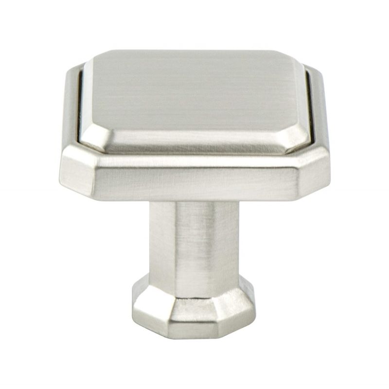 1.19' Wide Traditional Square Knob in Brushed Nickel from Harmony Collection