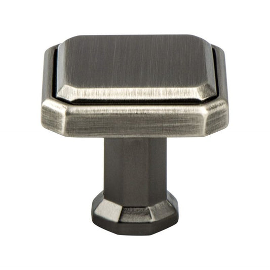 1.19" Wide Traditional Square Knob in Vintage Nickel from Harmony Collection