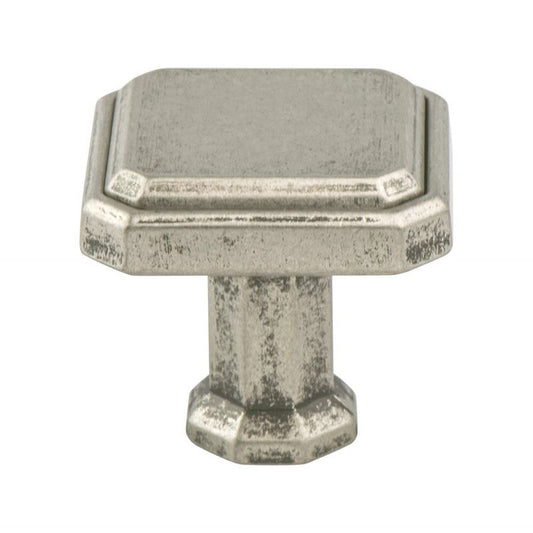 1.19" Wide Traditional Square Knob in Weathered Nickel from Harmony Collection