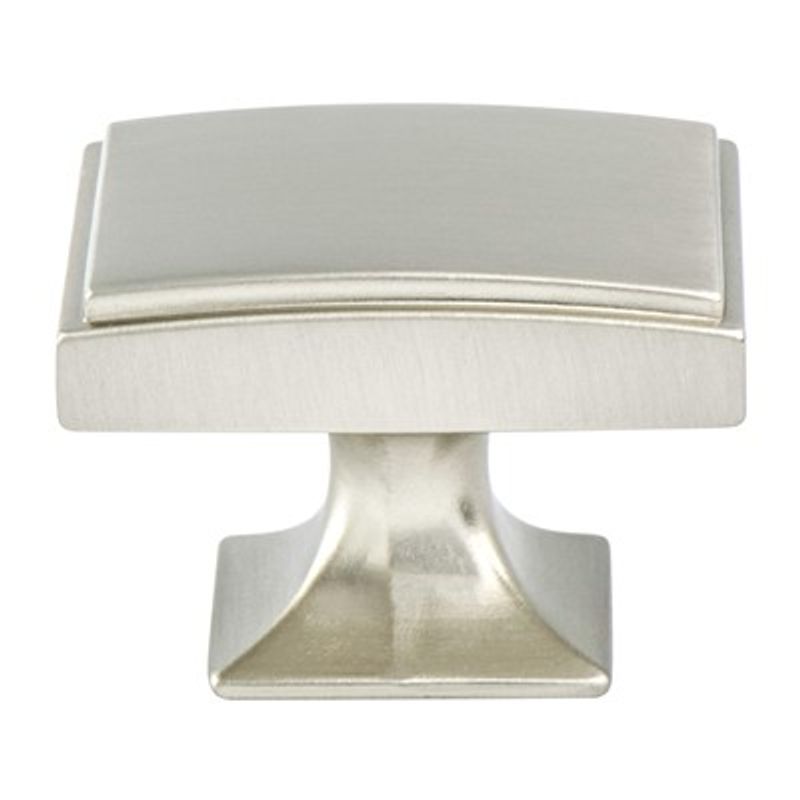 1.13' Wide Traditional Rectangular Knob in Brushed Nickel from Hearthstone Collection