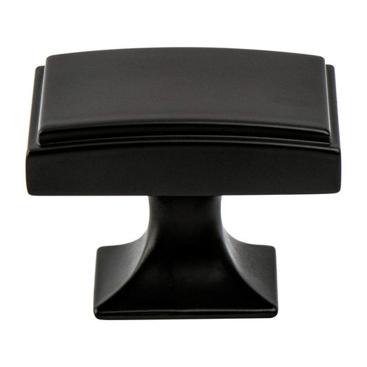 1.13" Wide Traditional Rectangular Knob in Matte Black from Hearthstone Collection