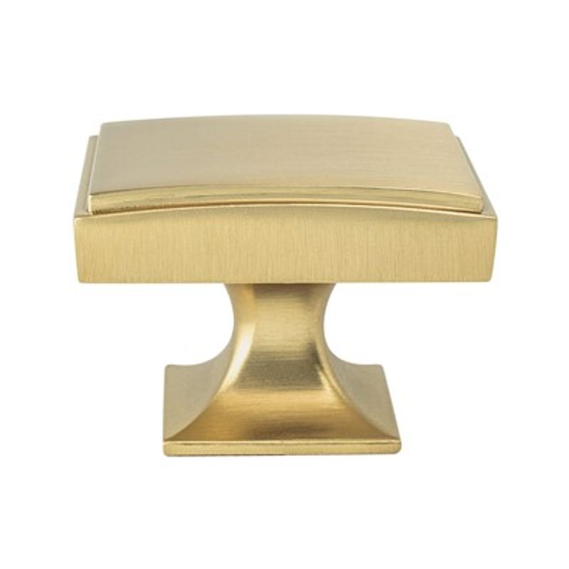 1.13' Wide Traditional Rectangular Knob in Modern Brushed Gold from Hearthstone Collection