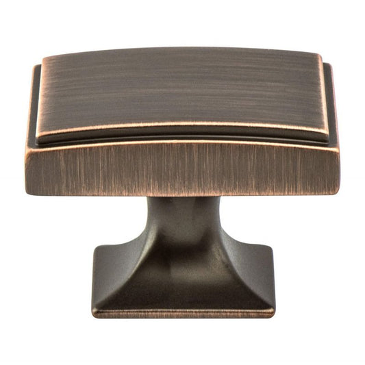 1.13" Wide Traditional Rectangular Knob in Verona Bronze from Hearthstone Collection